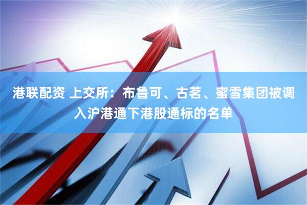 港联配资 上交所：布鲁可、古茗、蜜雪集团被调入沪港通下港股通标的名单