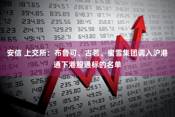 安信 上交所：布鲁可、古茗、蜜雪集团调入沪港通下港股通标的名单