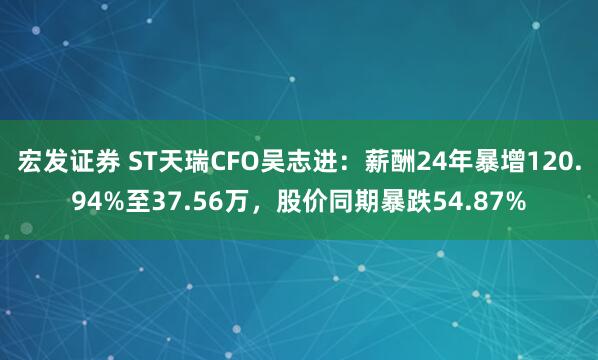 宏发证券 ST天瑞CFO吴志进：薪酬24年暴增120.94%至37.56万，股价同期暴跌54.87%