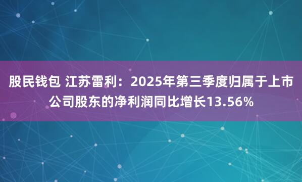 股民钱包 江苏雷利：2025年第三季度归属于上市公司股东的净利润同比增长13.56%
