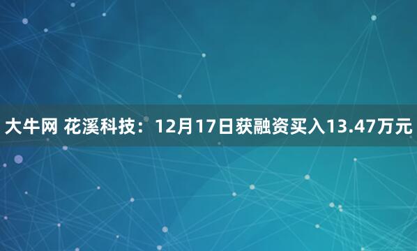 大牛网 花溪科技：12月17日获融资买入13.47万元