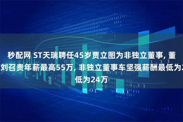 秒配网 ST天瑞聘任45岁贾立图为非独立董事, 董事长刘召贵年薪最高55万, 非独立董事车坚强薪酬最低为24万